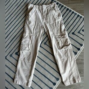 Free People Cream Cargo Trousers with Utility Pockets